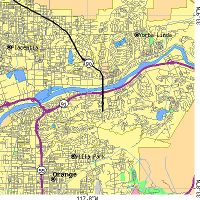 Zip code 92807 close-up map