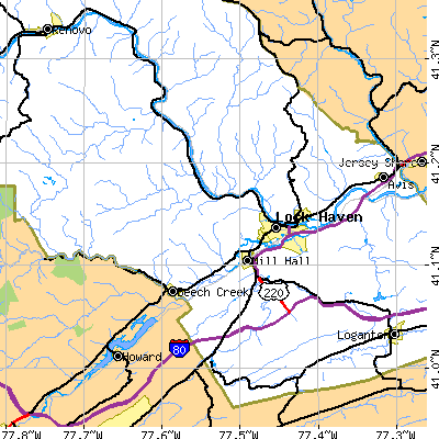 Zip code 17751 close-up map