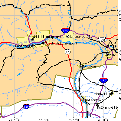 Zip code 17752 close-up map