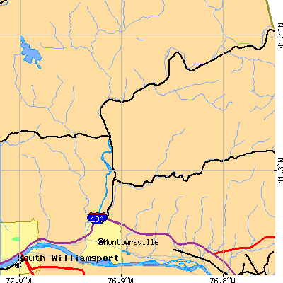 Zip code 17754 close-up map