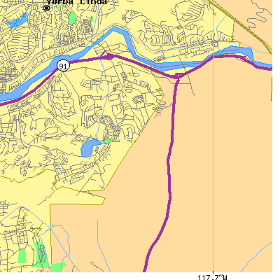 Zip code 92808 close-up map