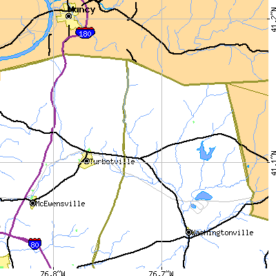 Zip code 17772 close-up map