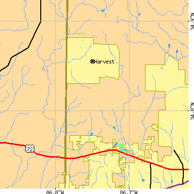 Zip code 35749 close-up map