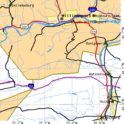 Zip code 17810 close-up map
