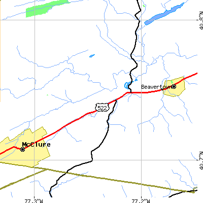 Zip code 17812 close-up map