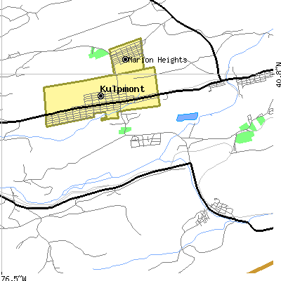 Zip code 17834 close-up map