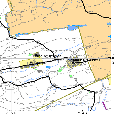 Zip code 17851 close-up map