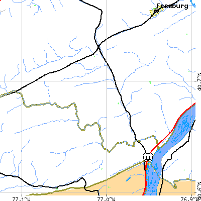 Zip code 17853 close-up map