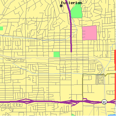 Zip code 92832 close-up map