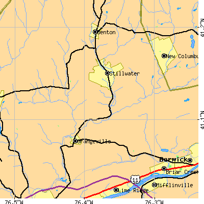 Zip code 17859 close-up map