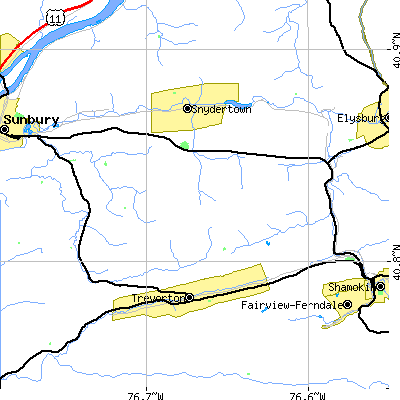 Zip code 17860 close-up map