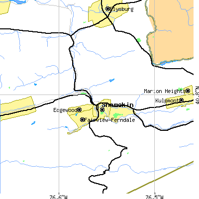 Zip code 17866 close-up map