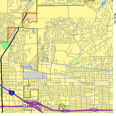 Zip code 92833 close-up map