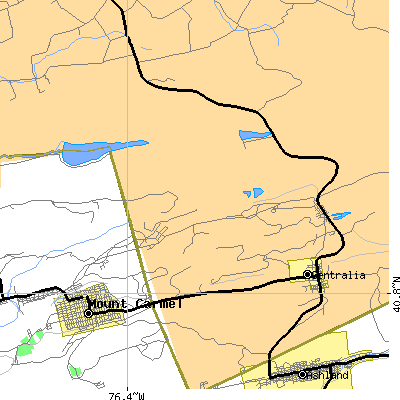 Zip code 17888 close-up map