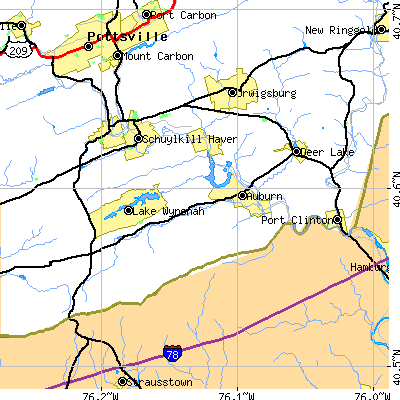Zip code 17922 close-up map