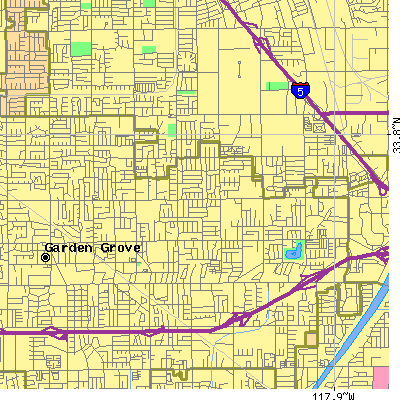 Zip code 92840 close-up map