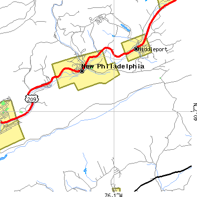 Zip code 17930 close-up map
