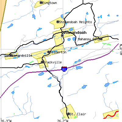 Zip code 17931 close-up map