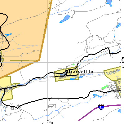 Zip code 17935 close-up map