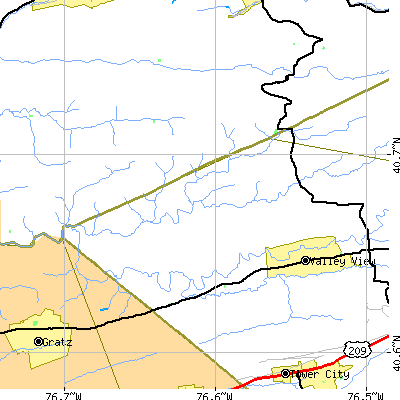 Zip code 17941 close-up map