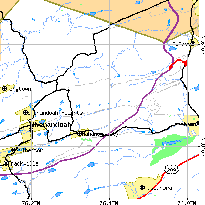 Zip code 17948 close-up map