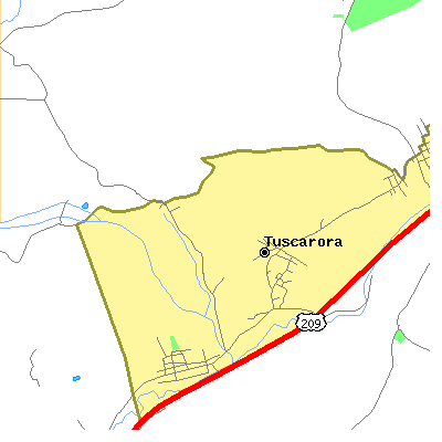 Zip code 17952 close-up map