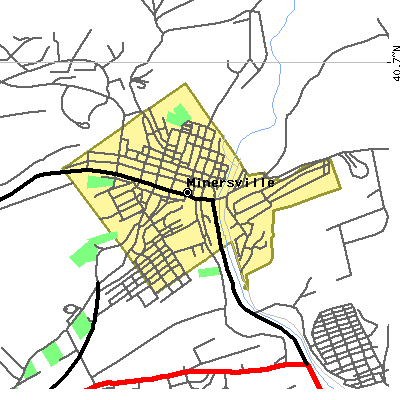 Zip code 17954 close-up map
