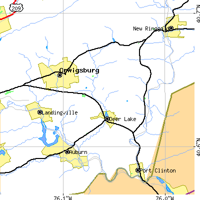 Zip code 17961 close-up map