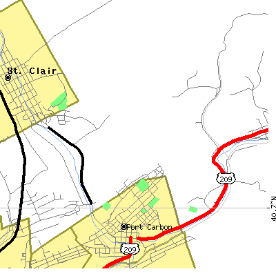 Zip code 17965 close-up map