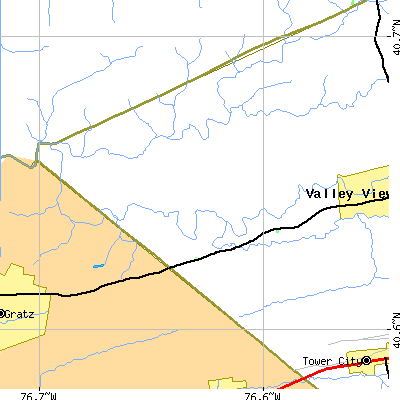 Zip code 17968 close-up map