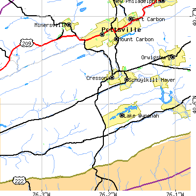 Zip code 17972 close-up map