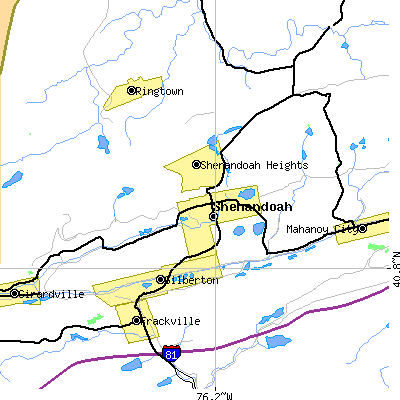 Zip code 17976 close-up map