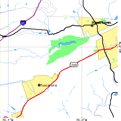 Zip code 17982 close-up map