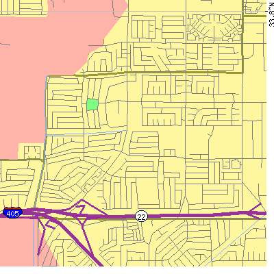 Zip code 92845 close-up map
