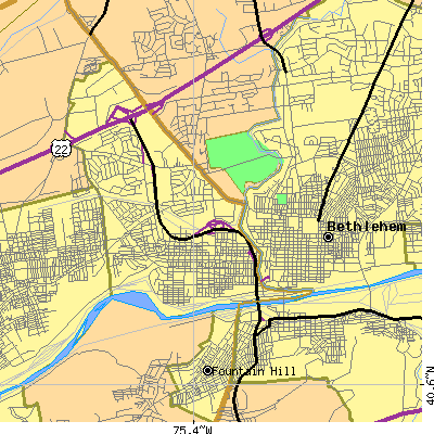 Zip code 18018 close-up map