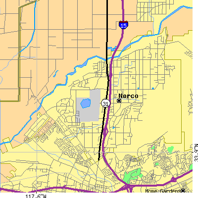 Zip code 92860 close-up map
