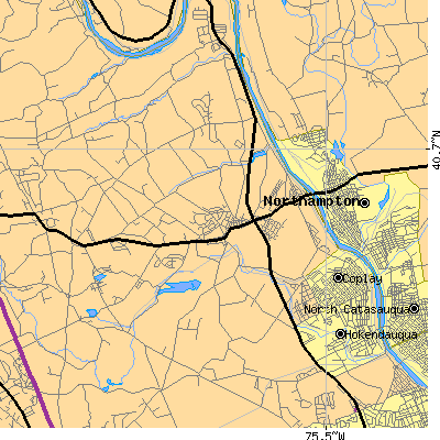 Zip code 18037 close-up map