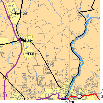 Zip code 18040 close-up map