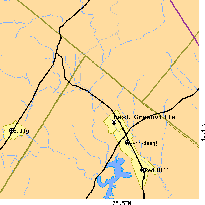 Zip code 18041 close-up map