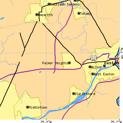 Zip code 18045 close-up map