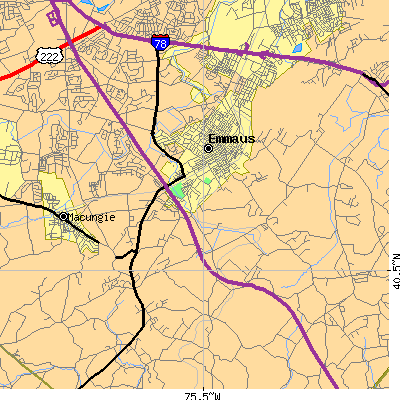 Zip code 18049 close-up map