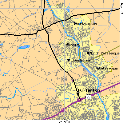 Zip code 18052 close-up map