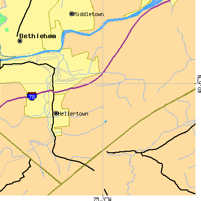 Zip code 18055 close-up map