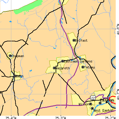 Zip code 18064 close-up map