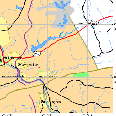 Zip code 18071 close-up map