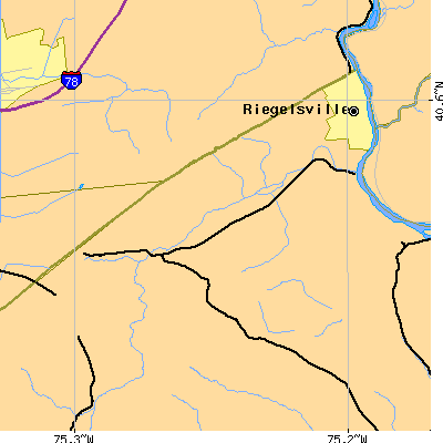 Zip code 18077 close-up map