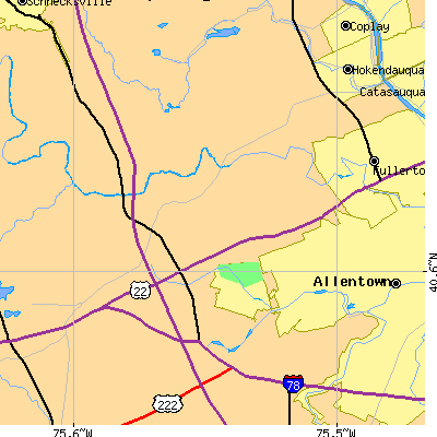 Zip code 18104 close-up map