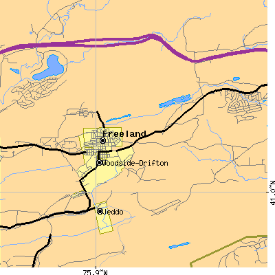 Zip code 18224 close-up map