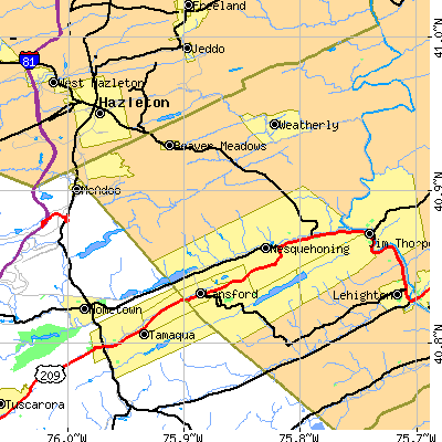 Zip code 18240 close-up map