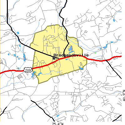 Zip code 18322 close-up map